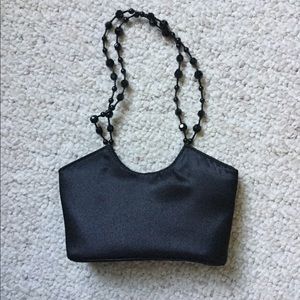 SASHA black satin evening bag